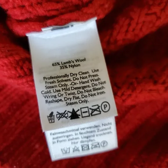 EDDIE BAUER | Turtleneck Cableknit Ribbed Hem Long Sleeve Red Sweater (Size M) - Picture 9 of 12
